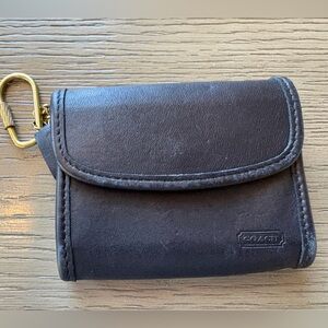 Coach Black Leather Wallet Keychain